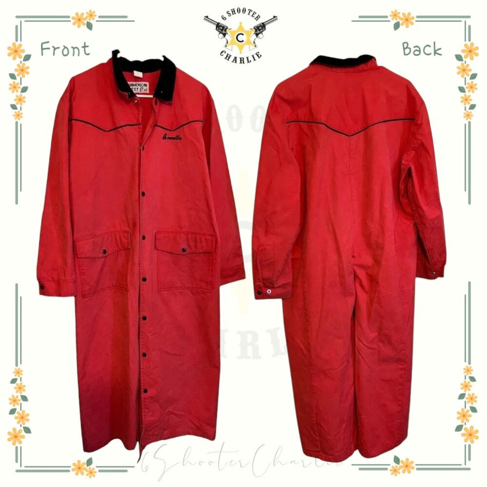 Vintage American West Red Coveralls Jumpsuit Workwear ~ Size Small- Snap Legs